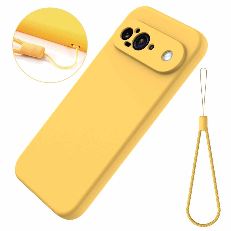 For Google Pixel 9 Pure Color Liquid Silicone Shockproof Phone Case(Yellow) - Google Cases by buy2fix | Online Shopping UK | buy2fix