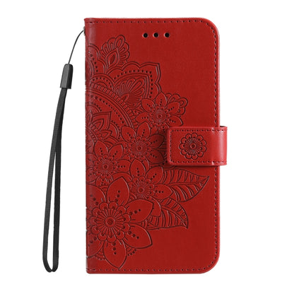 For Xiaomi Redmi K70 / K70 Pro 7-petal Flowers Embossing Leather Phone Case(Red) - K70 Pro Cases by buy2fix | Online Shopping UK | buy2fix