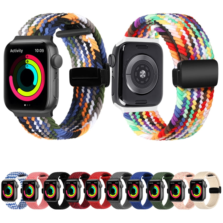 Magnetic Fold Clasp Woven Watch Band For Apple Watch 6 40mm(Rainbow Color) - Watch Bands by buy2fix | Online Shopping UK | buy2fix