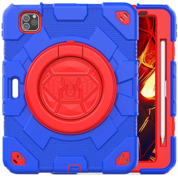 For iPad Pro 11 2022 / 2021 / 2020 Spider Rotation Handle Silicone Hybrid PC Tablet Case(Blue Red) - iPad Pro 11 (2022/2021) Cases by buy2fix | Online Shopping UK | buy2fix