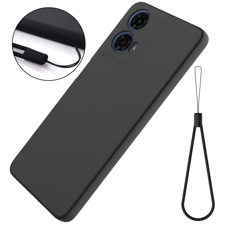 For Motorola Moto G24 Power Pure Color Liquid Silicone Shockproof Phone Case(Black) - Motorola Cases by buy2fix | Online Shopping UK | buy2fix