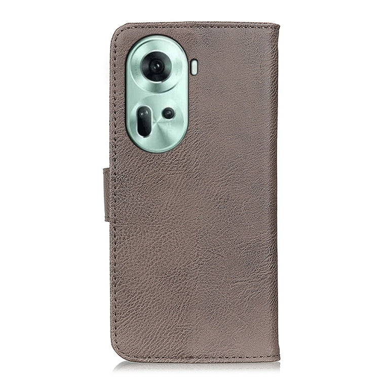 For OPPO Reno11 5G Global KHAZNEH Cowhide Texture Flip Leather Phone Case(Khaki) - Reno11 Cases by buy2fix | Online Shopping UK | buy2fix