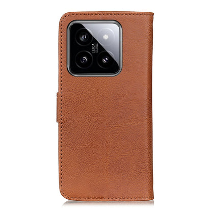 For Xiaomi 14 KHAZNEH Cowhide Texture Flip Leather Phone Case(Brown) - 14 Cases by buy2fix | Online Shopping UK | buy2fix