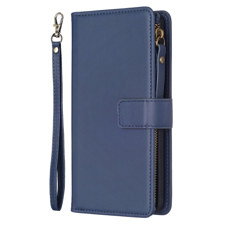 For Xiaomi 13 9 Card Slots Zipper Wallet Leather Flip Phone Case(Blue) - 13 Cases by buy2fix | Online Shopping UK | buy2fix