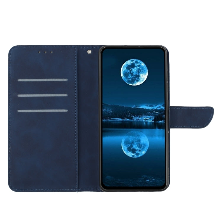 For iPhone 16 Stitching Embossed Leather Phone Case(Blue) - iPhone 16 Cases by buy2fix | Online Shopping UK | buy2fix