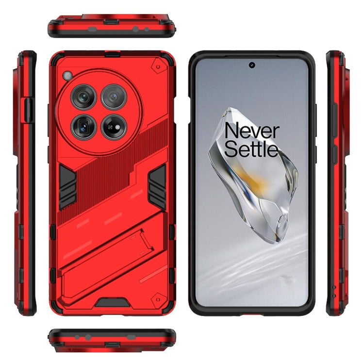 For OnePlus 12 5G Punk Armor 2 in 1 PC + TPU Phone Case with Holder(Red) - OnePlus Cases by buy2fix | Online Shopping UK | buy2fix