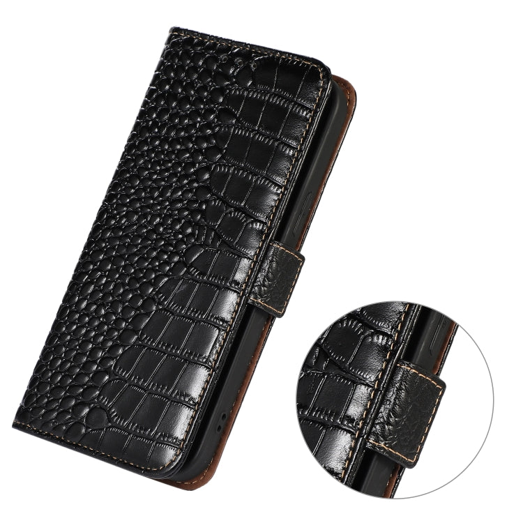 For iPhone 16 Plus Crocodile Top Layer Cowhide Leather Phone Case(Black) - iPhone 16 Plus Cases by buy2fix | Online Shopping UK | buy2fix