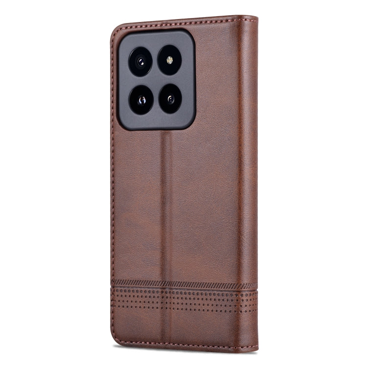 For Xiaomi 14 Pro AZNS Magnetic Calf Texture Flip Leather Phone Case(Dark Brown) - 14 Pro Cases by AZNS | Online Shopping UK | buy2fix