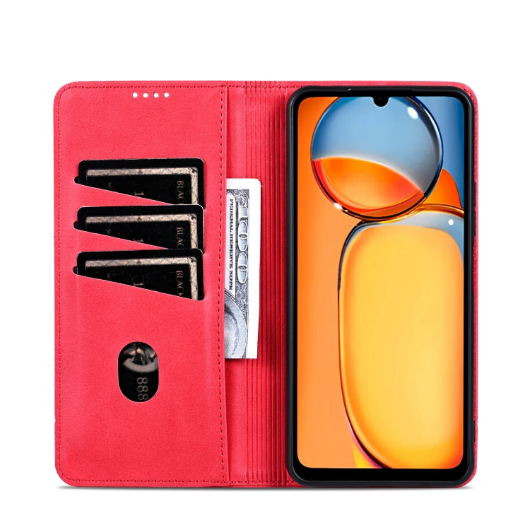 For Xiaomi Redmi 13C / Poco C65 AZNS Magnetic Calf Texture Flip Leather Phone Case(Red) - 13C Cases by AZNS | Online Shopping UK | buy2fix