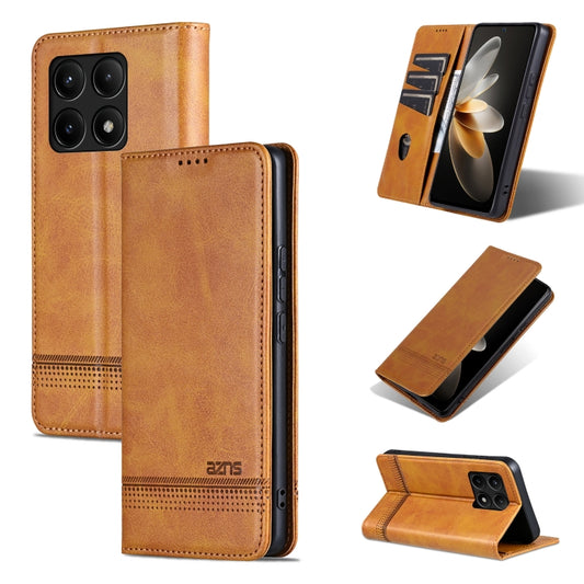 For Xiaomi Redmi K70/K70 Pro AZNS Magnetic Calf Texture Flip Leather Phone Case(Light Brown) - K70 Pro Cases by AZNS | Online Shopping UK | buy2fix