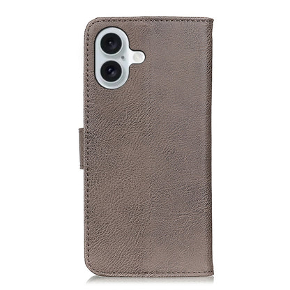 For iPhone 16 KHAZNEH Cowhide Texture Horizontal Flip Leather Phone Case(Khaki) - iPhone 16 Cases by buy2fix | Online Shopping UK | buy2fix