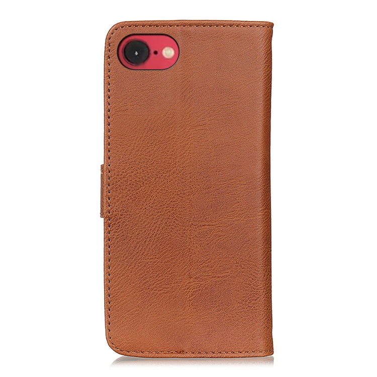 For iPhone SE 2024 KHAZNEH Cowhide Texture Horizontal Flip Leather Phone Case(Brown) - More iPhone Cases by buy2fix | Online Shopping UK | buy2fix