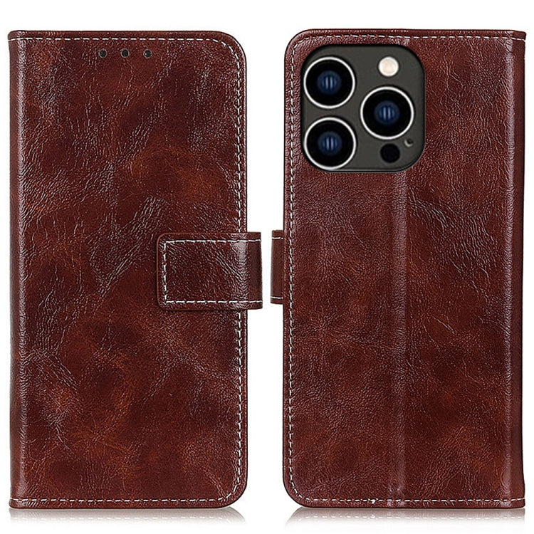 For iPhone 16 Pro Retro Crazy Horse Texture Horizontal Flip Leather Phone Case(Brown) - iPhone 16 Pro Cases by buy2fix | Online Shopping UK | buy2fix