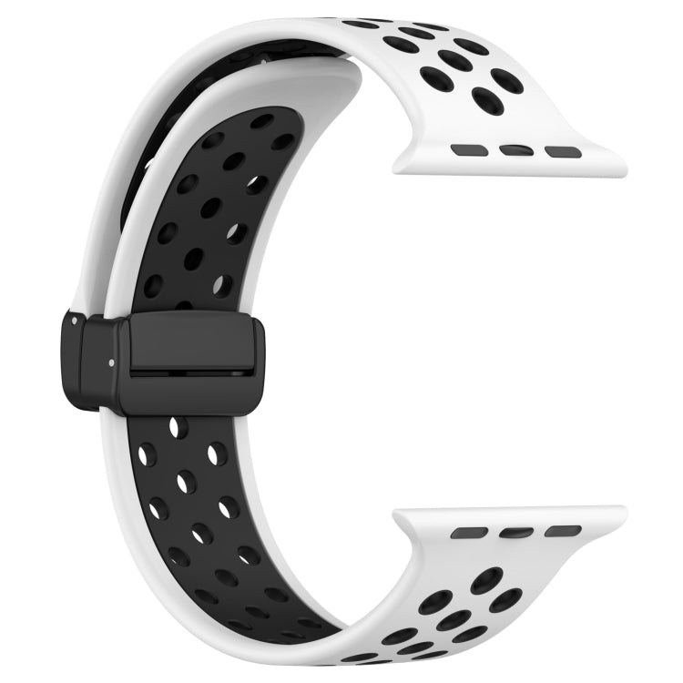 For Apple Watch 7 41mm Magnetic Buckle Silicone Watch Band(White Black) - Watch Bands by buy2fix | Online Shopping UK | buy2fix