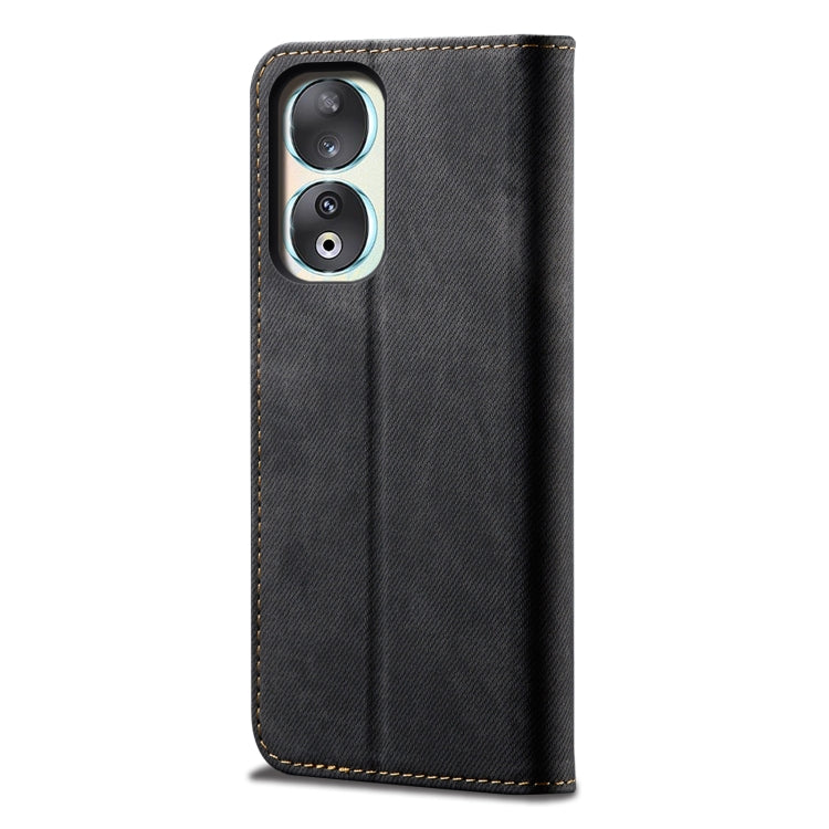 For Honor 90 Pro Denim Texture Flip Leather Phone Case(Black) - Honor Cases by buy2fix | Online Shopping UK | buy2fix