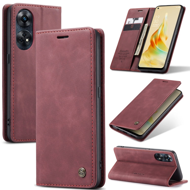 For OPPO Reno8 T 4G CaseMe 013 Multifunctional Horizontal Flip Leather Phone Case(Wine Red) - OPPO Cases by CaseMe | Online Shopping UK | buy2fix