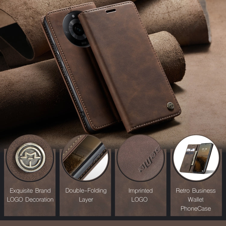 For Realme 11 Pro／Realme 11 Pro+ CaseMe 013 Multifunctional Horizontal Flip Leather Phone Case(Coffee) - Realme Cases by CaseMe | Online Shopping UK | buy2fix