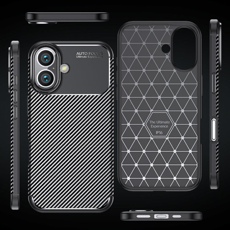 For iPhone 16 Plus Carbon Fiber Texture Shockproof TPU Phone Case(Black) - iPhone 16 Plus Cases by buy2fix | Online Shopping UK | buy2fix