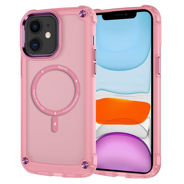 For iPhone 11 Skin Feel TPU + PC MagSafe Magnetic Phone Case(Transparent Pink) - iPhone 11 Cases by buy2fix | Online Shopping UK | buy2fix