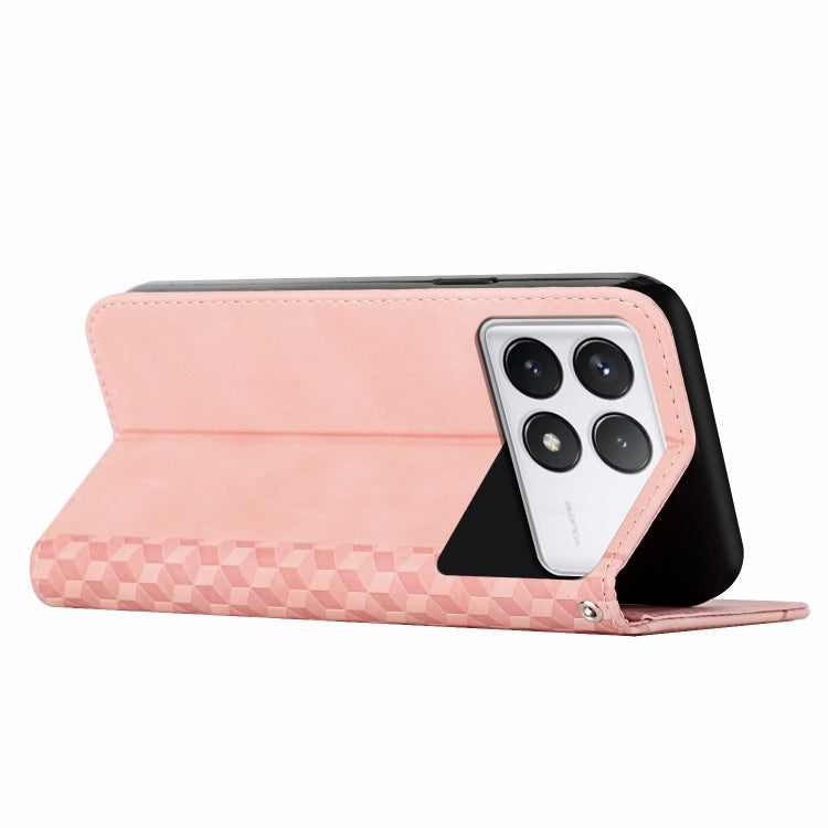 For Xiaomi Redmi K70 / K70 Pro Diamond Splicing Skin Feel Magnetic Leather Phone Case(Rose Gold) - K70 Pro Cases by buy2fix | Online Shopping UK | buy2fix