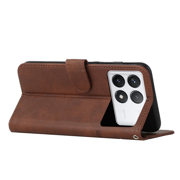 For Xiaomi Redmi K70 / K70 Pro Stitching Calf Texture Buckle Leather Phone Case(Brown) - K70 Pro Cases by buy2fix | Online Shopping UK | buy2fix