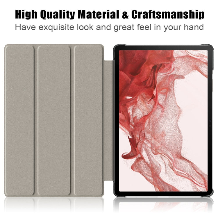 For Samsung Galaxy Tab S9+ Custer Painted 3-Fold Holder Smart Leather Tablet Case(Milky Way) - Galaxy Tab S9+ Cases by buy2fix | Online Shopping UK | buy2fix