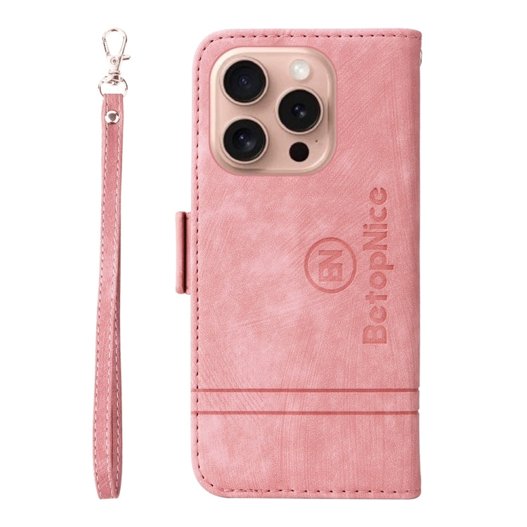 For iPhone 16 Pro BETOPNICE Dual-side Buckle Leather Phone Case(Pink) - iPhone 16 Pro Cases by BETOPNICE | Online Shopping UK | buy2fix