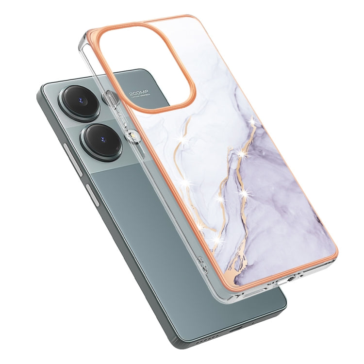 For Xiaomi Poco M6 Pro 4G Electroplating Marble Dual-side IMD Phone Case(White 006) - Xiaomi Cases by buy2fix | Online Shopping UK | buy2fix