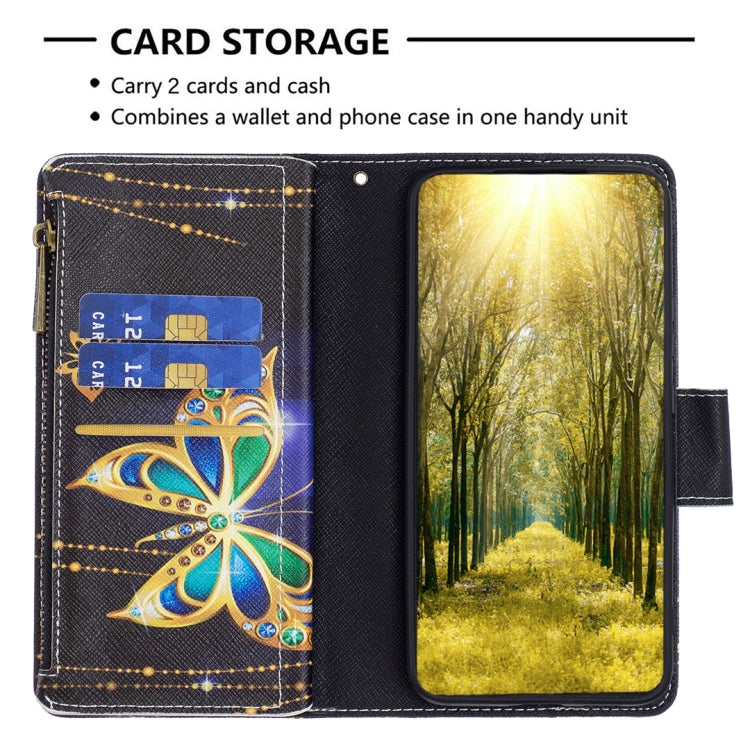 For iPhone 16 Pro Max Colored Drawing Pattern Zipper Phone Leather Case(Big Butterfly) - iPhone 16 Pro Max Cases by buy2fix | Online Shopping UK | buy2fix