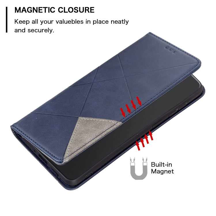 For iPhone 16 Pro Rhombus Texture Magnetic Leather Phone Case(Blue) - iPhone 16 Pro Cases by buy2fix | Online Shopping UK | buy2fix