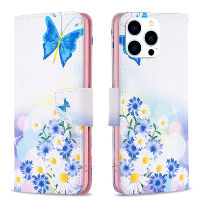 For iPhone 16 Pro Max Colored Drawing Pattern Leather Phone Case(Butterfly Love) - iPhone 16 Pro Max Cases by buy2fix | Online Shopping UK | buy2fix