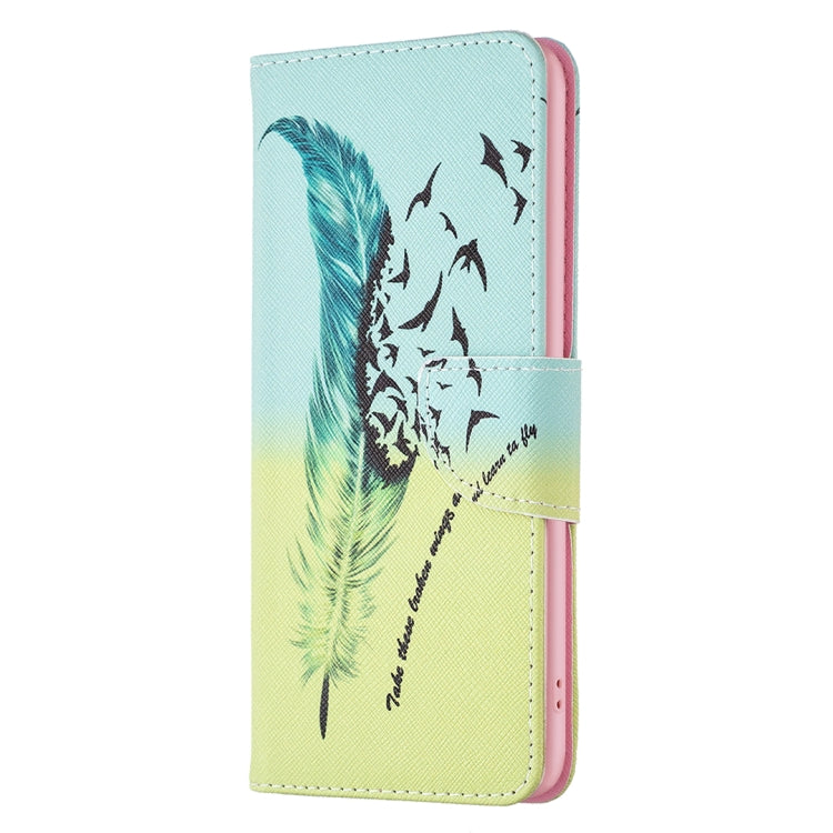 For iPhone 16 Plus Colored Drawing Pattern Leather Phone Case(Feather) - iPhone 16 Plus Cases by buy2fix | Online Shopping UK | buy2fix