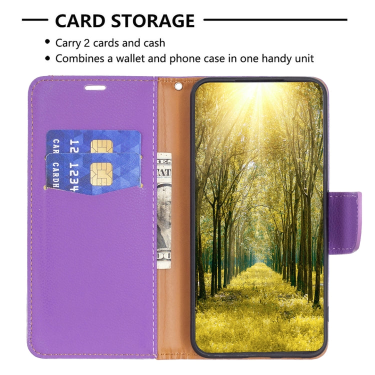 For iPhone 16 Pro Max Litchi Texture Pure Color Flip Leather Phone Case(Purple) - iPhone 16 Pro Max Cases by buy2fix | Online Shopping UK | buy2fix