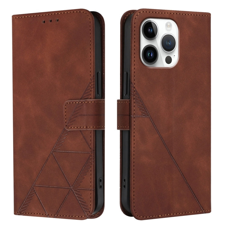 For iPhone 16 Pro Max Crossbody 3D Embossed Flip Leather Phone Case(Brown) - iPhone 16 Pro Max Cases by buy2fix | Online Shopping UK | buy2fix