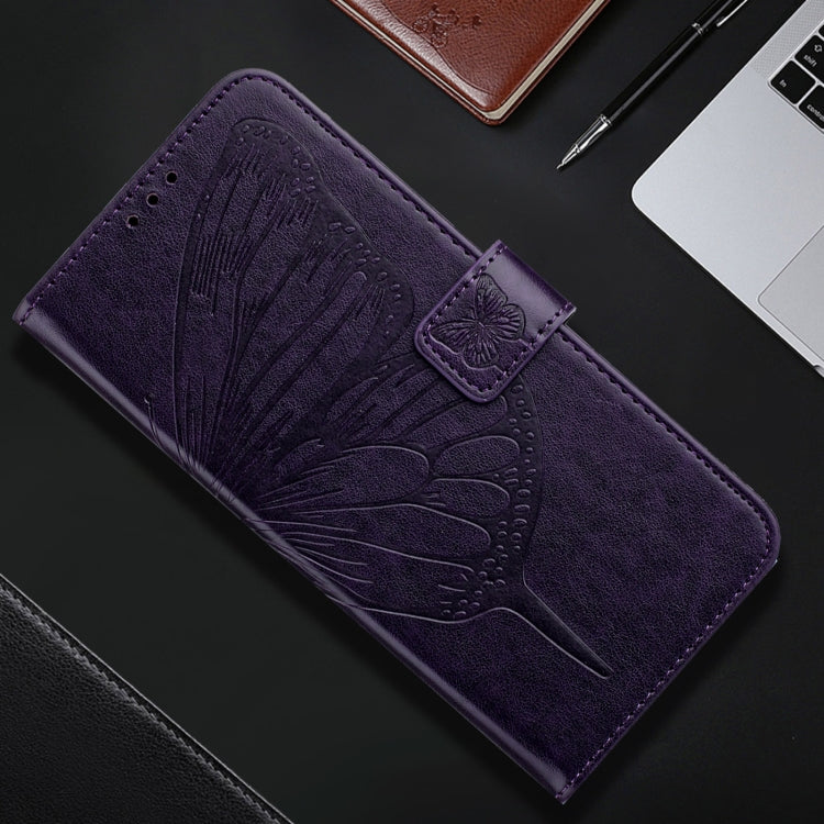 For iPhone SE 2024 Embossed Butterfly Leather Phone Case(Dark Purple) - More iPhone Cases by buy2fix | Online Shopping UK | buy2fix