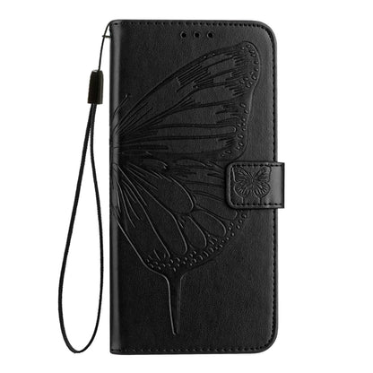 For iPhone 16 Pro Embossed Butterfly Leather Phone Case(Black) - iPhone 16 Pro Cases by buy2fix | Online Shopping UK | buy2fix