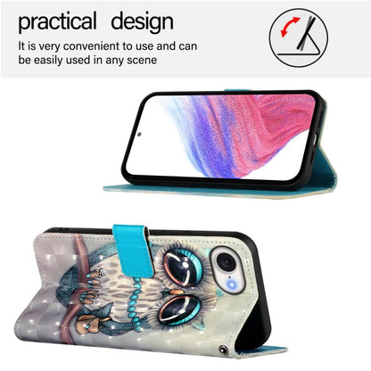 For iPhone SE 2024 3D Painting Horizontal Flip Leather Phone Case(Grey Owl) - More iPhone Cases by buy2fix | Online Shopping UK | buy2fix