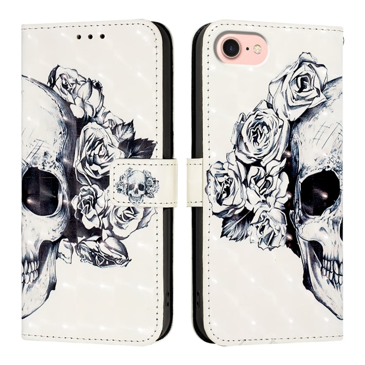 For iPhone SE 2024 3D Painting Horizontal Flip Leather Phone Case(Skull) - More iPhone Cases by buy2fix | Online Shopping UK | buy2fix