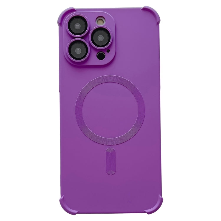 For iPhone 16 Pro Four Corner Shockproof Skin Feel MagSafe Magnetic Phone Case(Purple) - iPhone 16 Pro Cases by buy2fix | Online Shopping UK | buy2fix