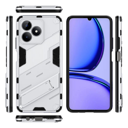 For Realme C53 4G Punk Armor 2 in 1 PC + TPU Phone Case with Holder(White) - Realme Cases by buy2fix | Online Shopping UK | buy2fix