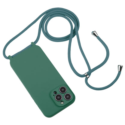 For iPhone 16 Pro Max Crossbody Lanyard Liquid Silicone Case(Emerald Green) - iPhone 16 Pro Max Cases by buy2fix | Online Shopping UK | buy2fix