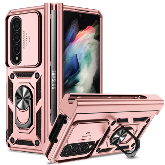 For Samsung Galaxy Z Fold4 Sliding Camshield Holder Phone Case(Rose Gold) - Galaxy Z Fold4 5G Cases by buy2fix | Online Shopping UK | buy2fix