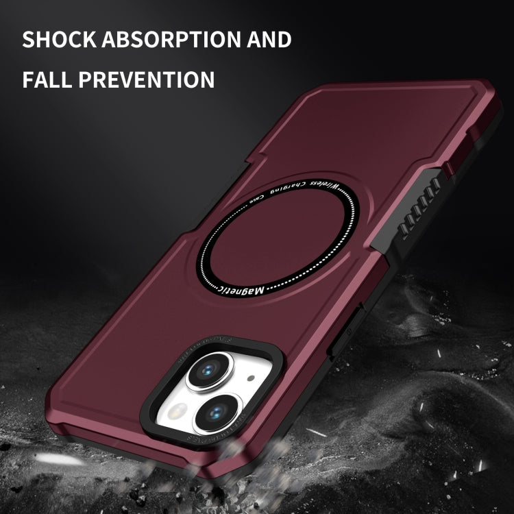 For iPhone 15 Plus MagSafe Shockproof Armor Phone Case(Wine Red) - iPhone 15 Plus Cases by buy2fix | Online Shopping UK | buy2fix