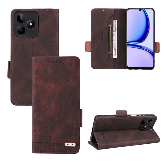 For Realme C53 4G / Narzo N53 4G Magnetic Clasp Leather Phone Case(Brown) - Realme Cases by buy2fix | Online Shopping UK | buy2fix