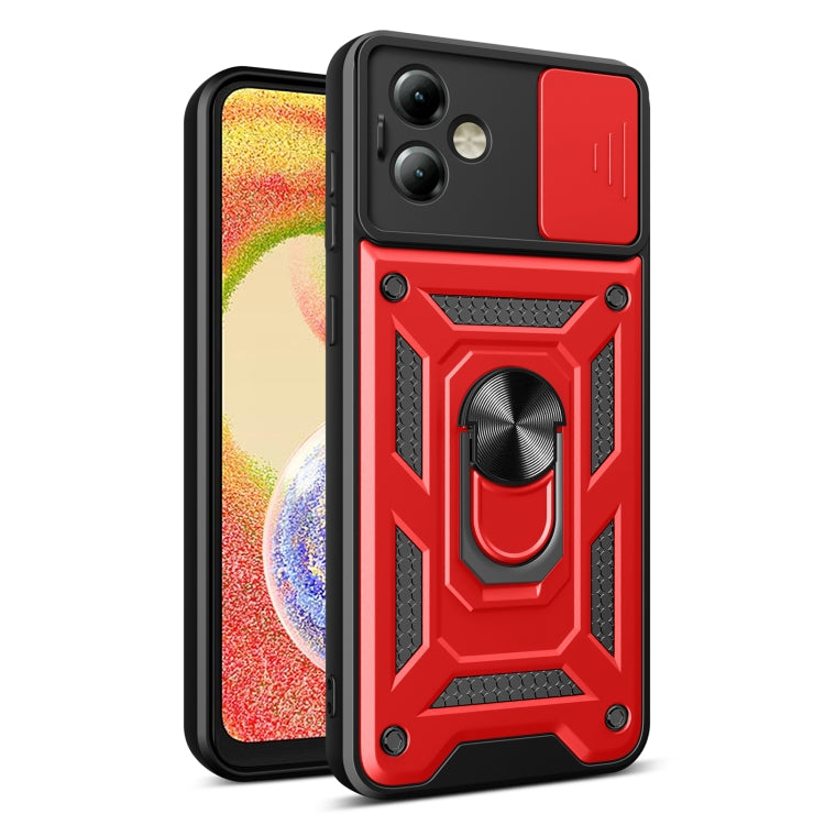 For Motorola Moto G14 Sliding Camera Cover Design TPU Hybrid PC Phone Case(Red) - Motorola Cases by buy2fix | Online Shopping UK | buy2fix