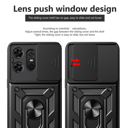 For Motorola Edge 50 Pro Global Sliding Camera Cover Design TPU Hybrid PC Phone Case(Black) - Motorola Cases by buy2fix | Online Shopping UK | buy2fix