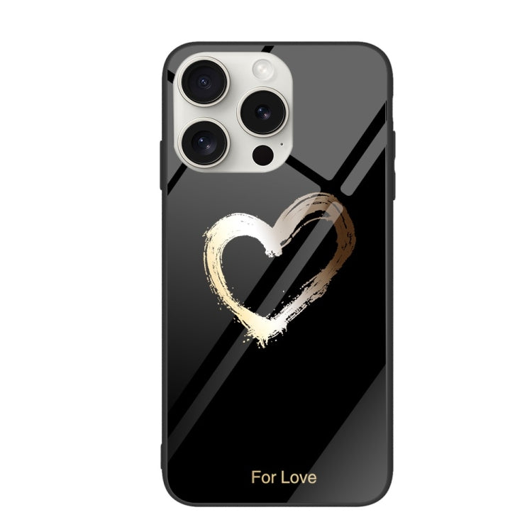 For iPhone 16 Pro Colorful Painted Glass Phone Case(Black Love) - iPhone 16 Pro Cases by buy2fix | Online Shopping UK | buy2fix