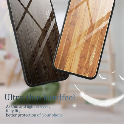 For iPhone 16 Pro Max Wood Grain Glass Phone Case(Light Brown) - iPhone 16 Pro Max Cases by buy2fix | Online Shopping UK | buy2fix