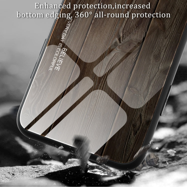 For iPhone 16 Wood Grain Glass Phone Case(Grey) - iPhone 16 Cases by buy2fix | Online Shopping UK | buy2fix