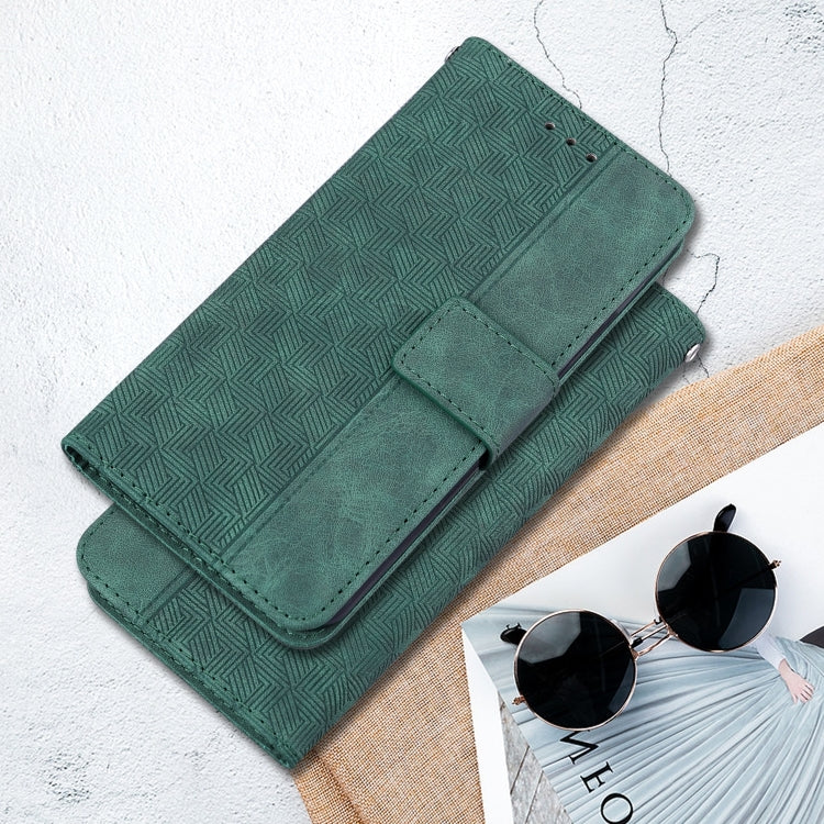 For iPhone 16 Plus Geometric Embossed Leather Phone Case(Green) - iPhone 16 Plus Cases by buy2fix | Online Shopping UK | buy2fix